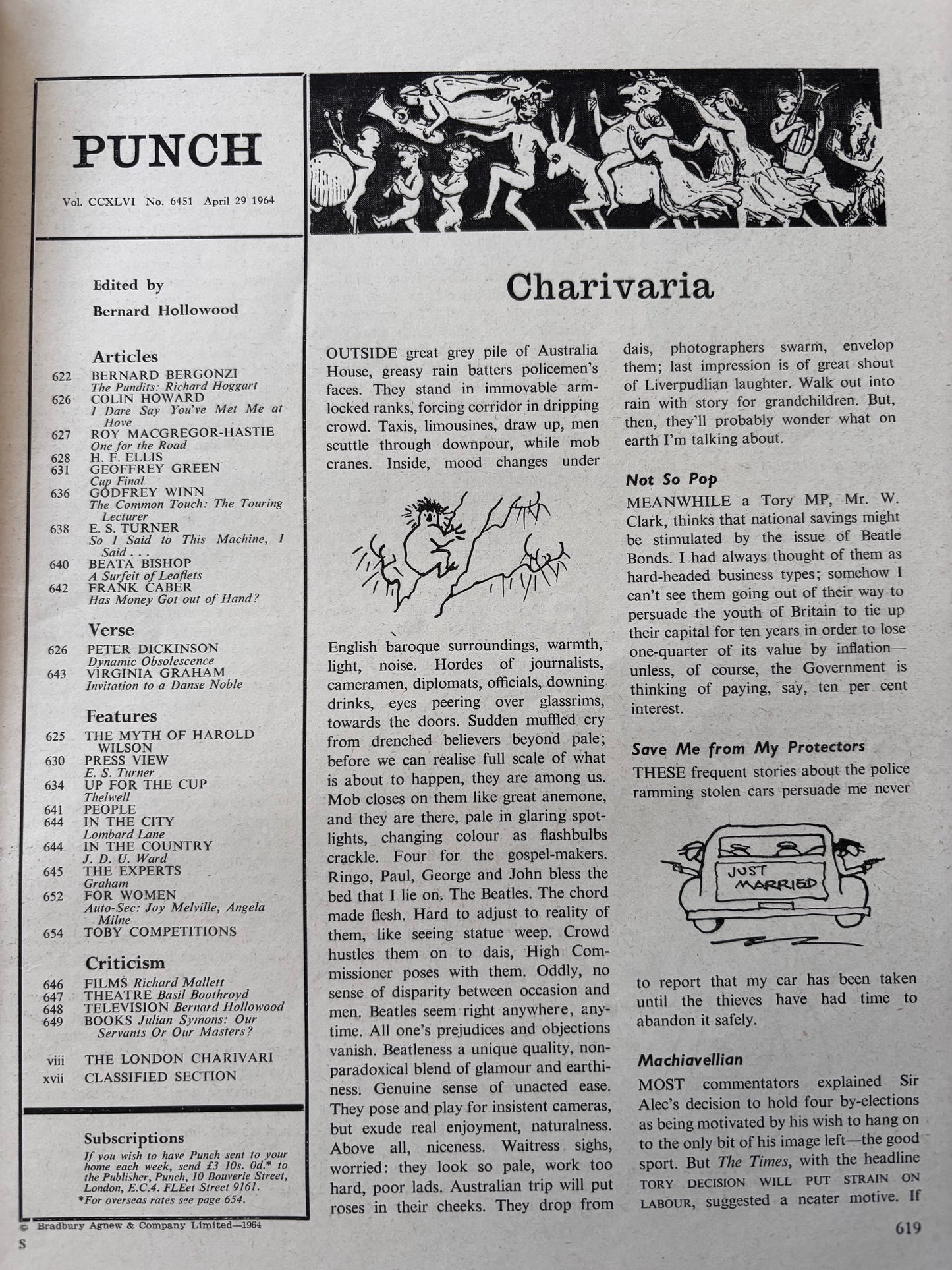 Ralph Steadman London PUNCH MAGAZINE April 29, 1964 VINTAGE Adverts