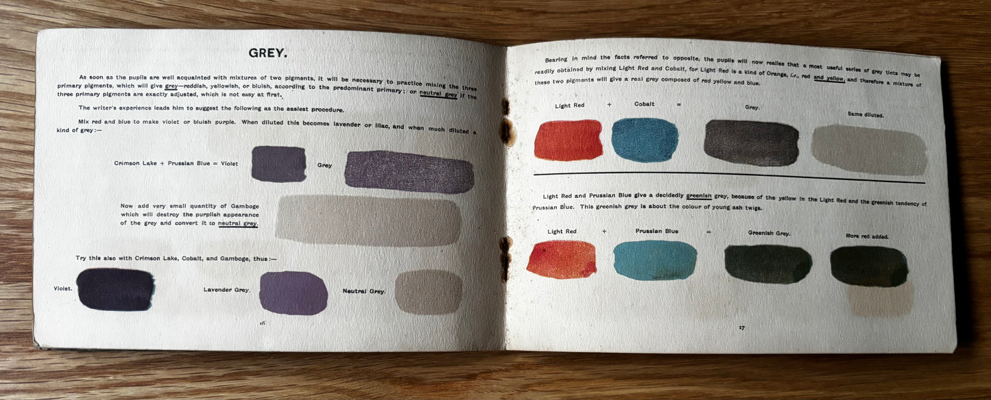 COLOUR MIXING BOOKLET Reeves and Sons 1917 3rd Ed WATERCOLOURS Dalston