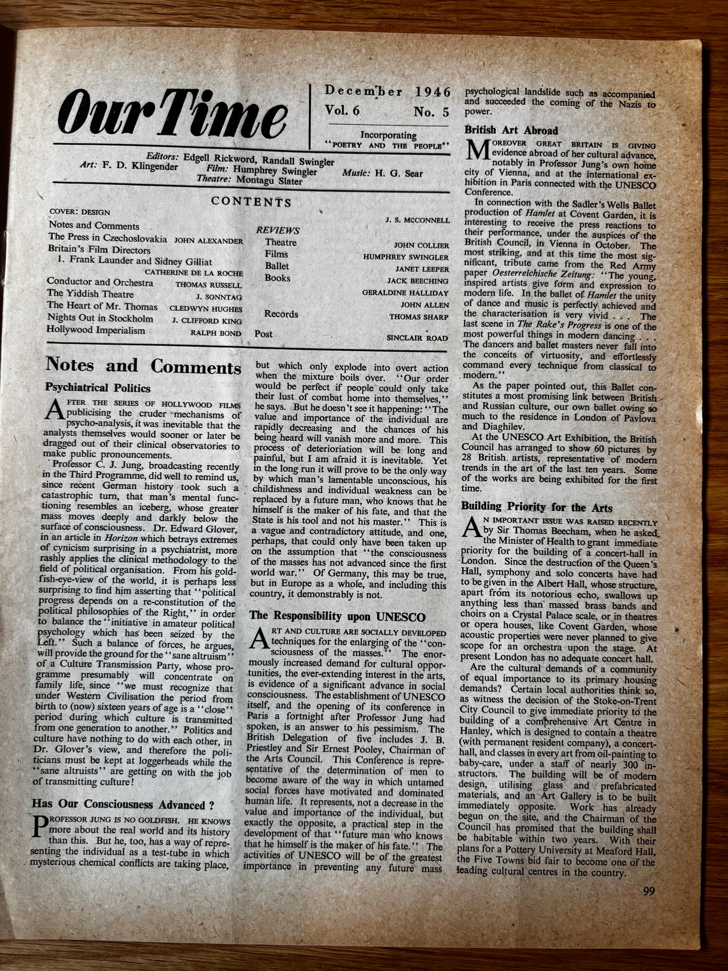 Seton McConnell OUR TIME Magazine December 1946 James Boswell Cledwyn Hughes