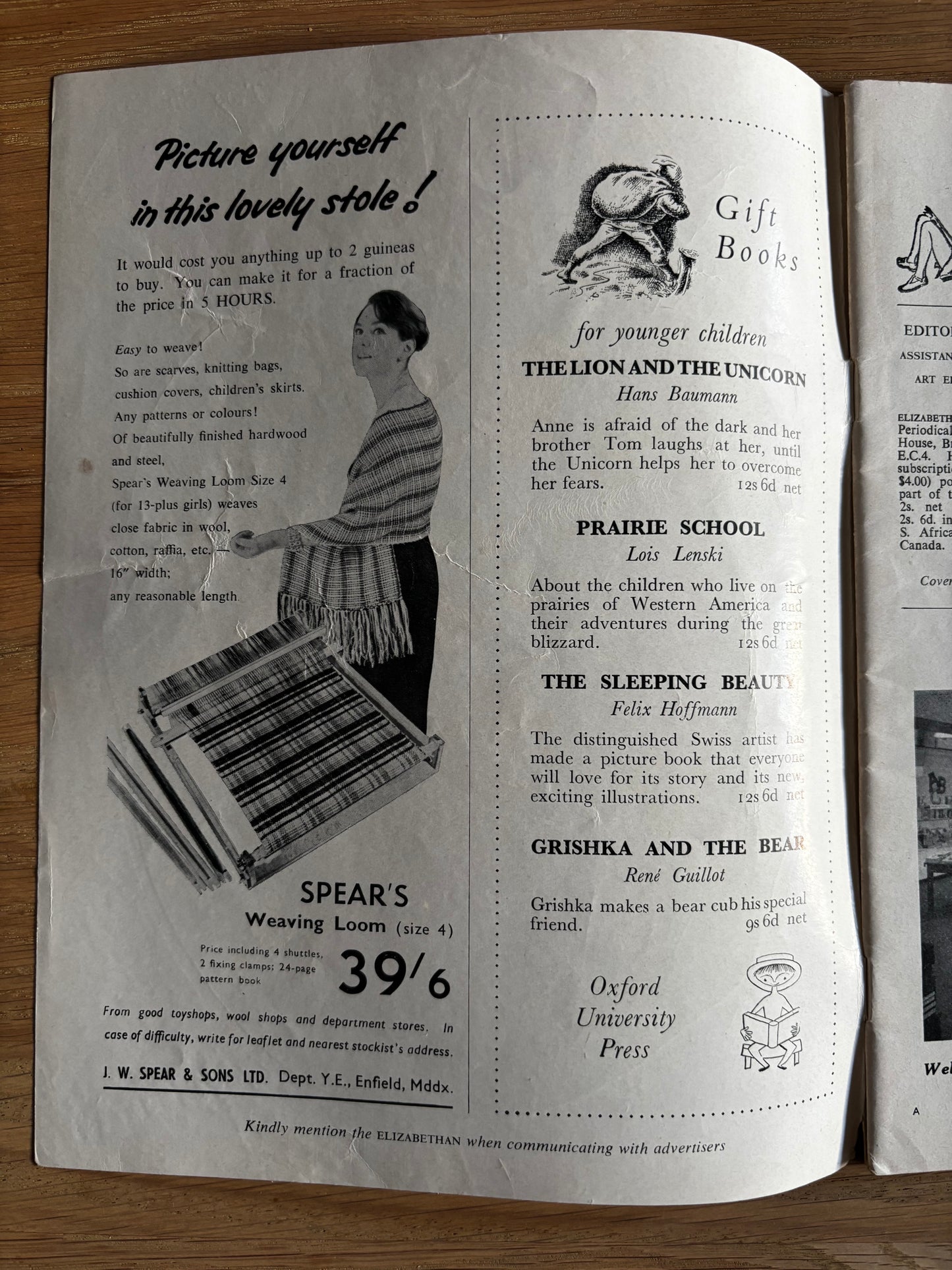 Susan Einzig ELIZABETHAN MAGAZINE Christmas 1959 Noel Streatfeild Brian Wildsmith