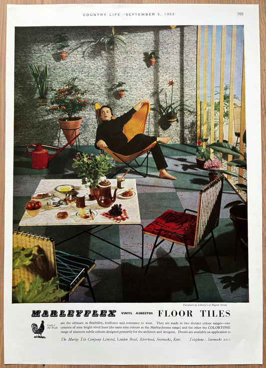 MARLEYFLEX VINYL ASBESTOS FLOOR TILES Advert Sept 3 1953 LIBERTY FURNITURE - transpontinebooks