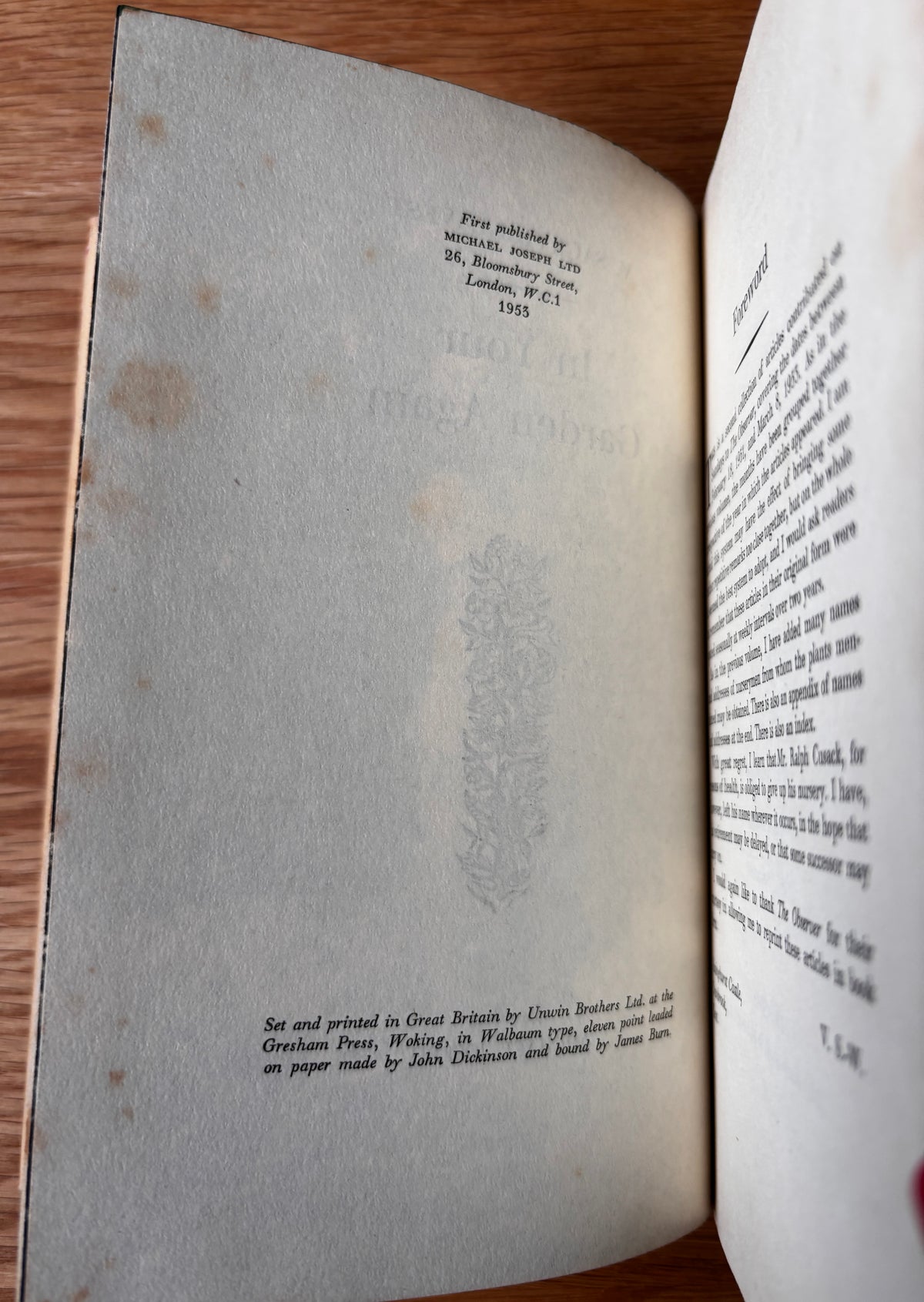 Vita Sackville West 1st Ed IN YOUR GARDEN AGAIN 1953 DJ Michael Joseph