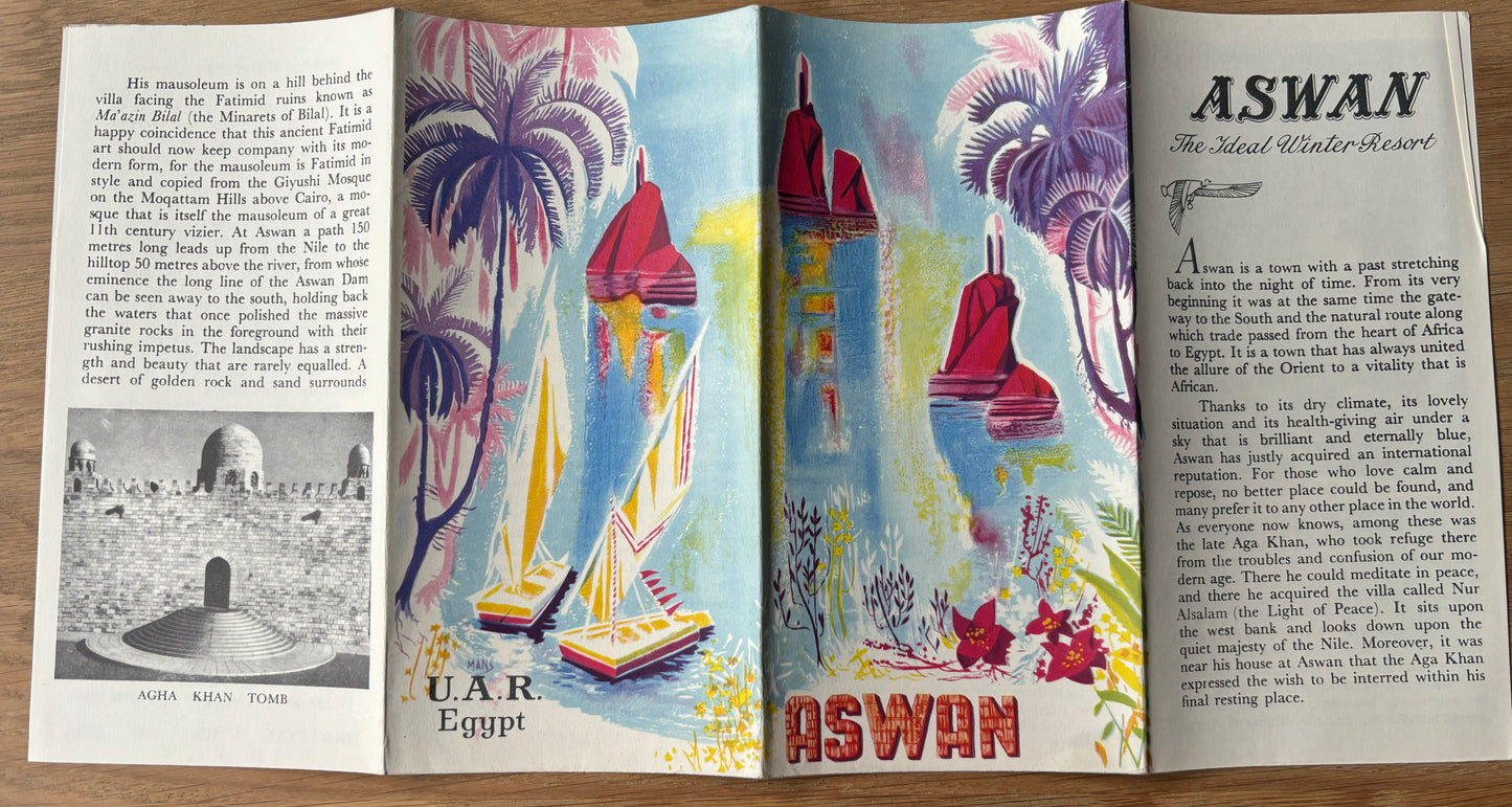 ASWAN 1960’s Egypt Tourist Leaflet WINTER RESORT Dam Temple 1960 - transpontinebooks