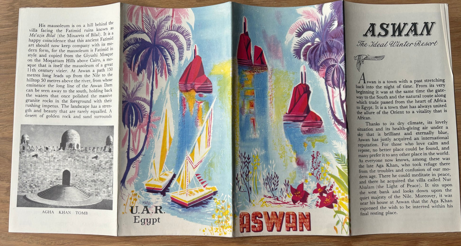 ASWAN 1960’s Egypt Tourist Leaflet WINTER RESORT Dam Temple 1960 - transpontinebooks