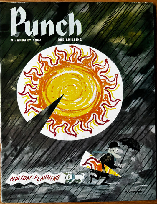 PUNCH MAGAZINE January 9 1963 HOLIDAY Slice Of Sun Winter ALICE Tenniel Advert