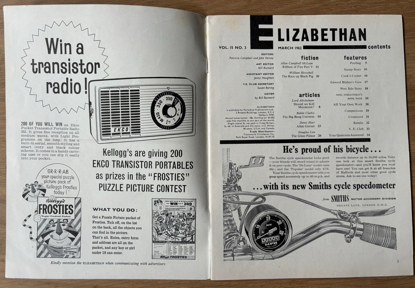 Bill Burnard ELIZABETHAN MAGAZINE March 1962 - transpontinebooks