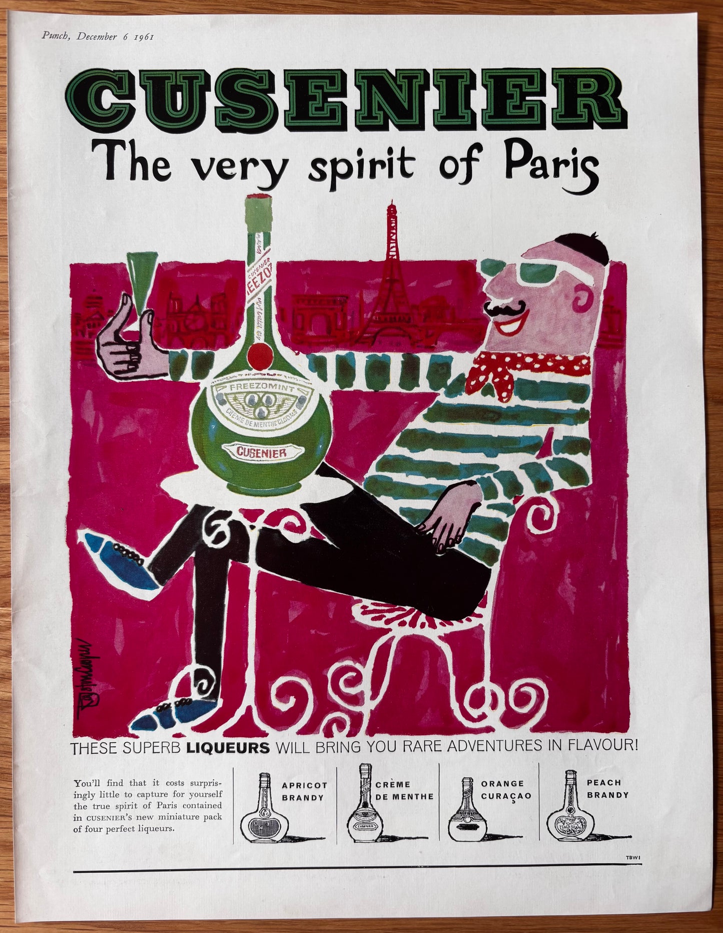 Royston Cooper 60’s CUSENIER ADVERTS Spirit Of Paris FRENCH STYLE
