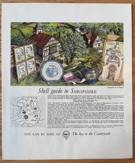 S R Bamin SHELL GUIDE TO SHROPSHIRE ADVERT Original Small Ad 1962