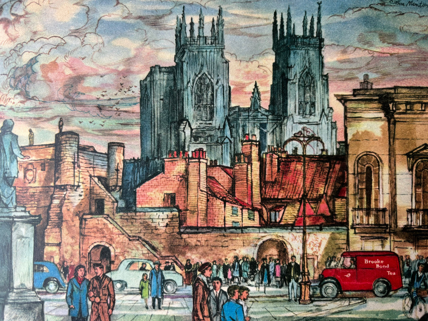 John Minton BROOKE BOND TEA ADVERT 1955 Ad YORK MINSTER Little Red Van