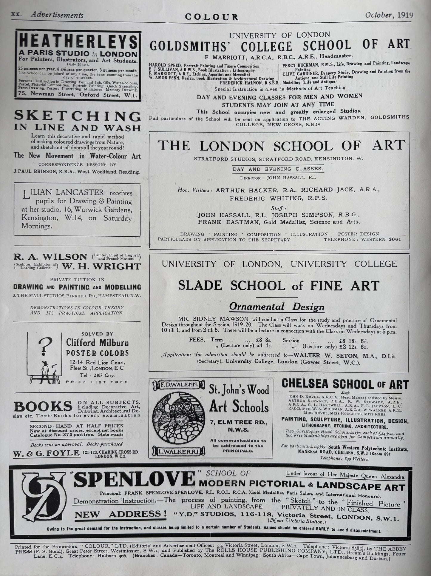Dod Proctor COLOUR MAGAZINE October 1919 ADVERTS ART Illustrated