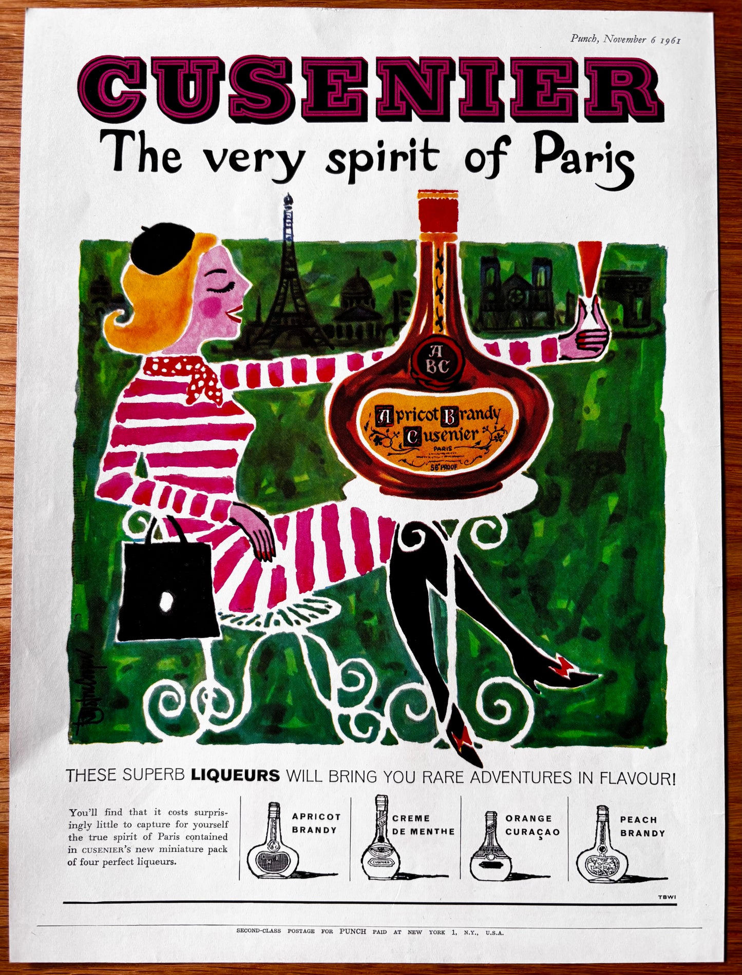 Royston Cooper 60’s CUSENIER ADVERT Spirit Of Paris FRENCH STYLE