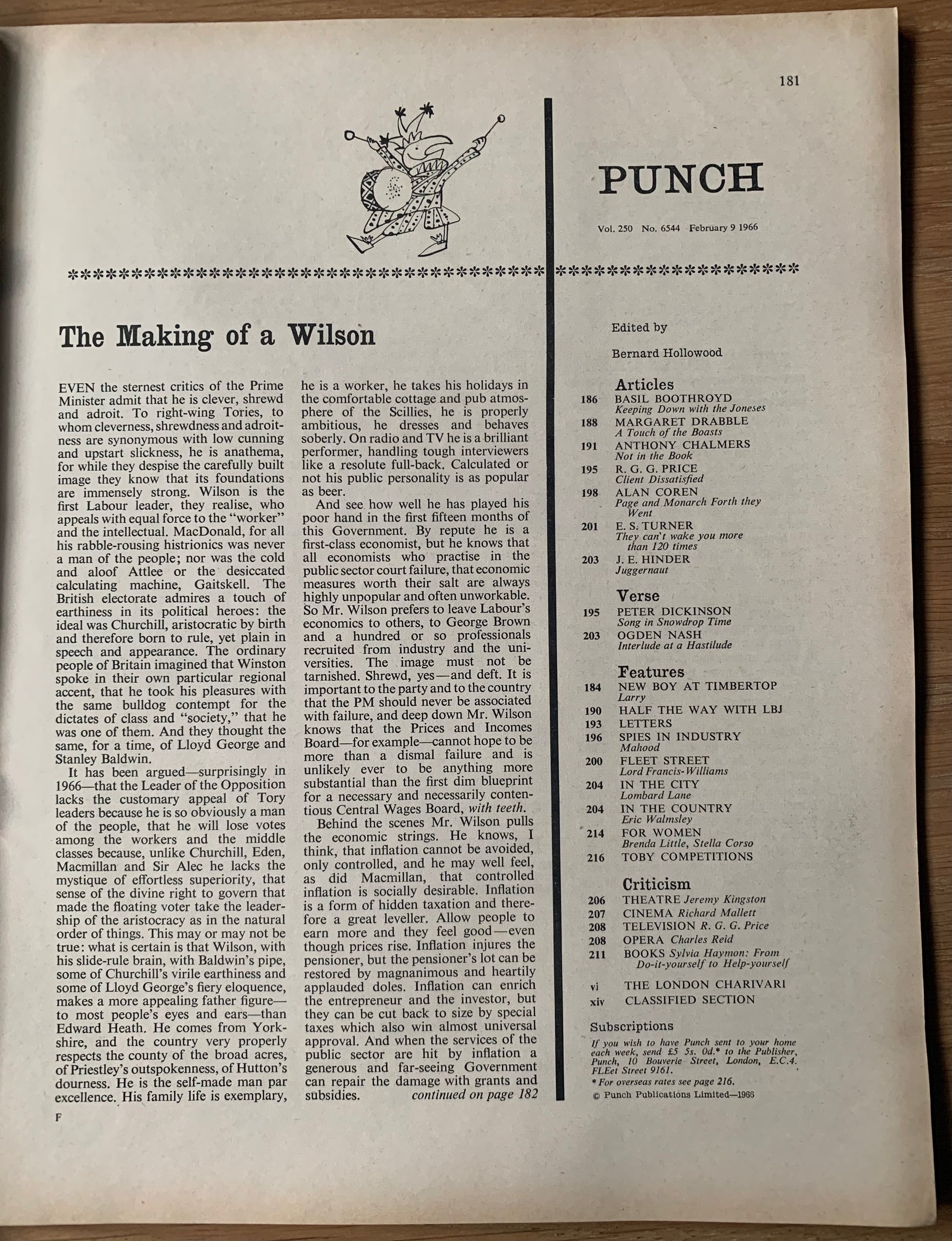 Andre Francois PUNCH MAGAZINE 9 February 1966 - transpontinebooks