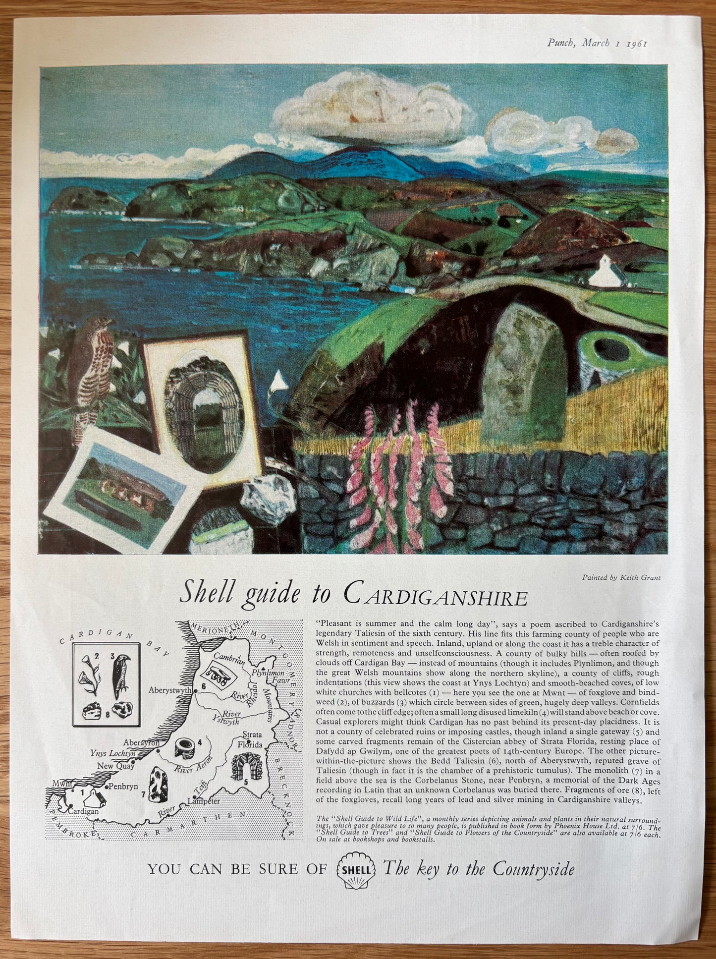 Keith Grant 1960's SHELL GUIDE TO CARDIGANSHIRE ADVERT Original Ad 1961