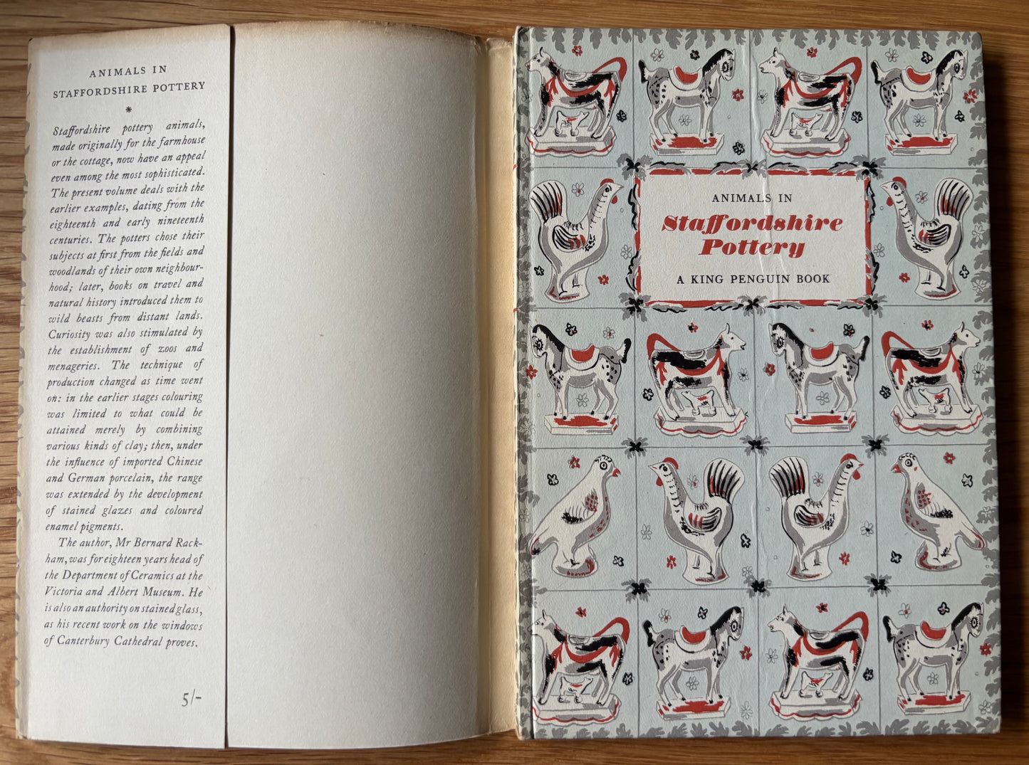 Peggy Jeremy ANIMALS IN STAFFORDSHIRE POTTERY King Penguin Book DJ 1953 Bernard Rackham