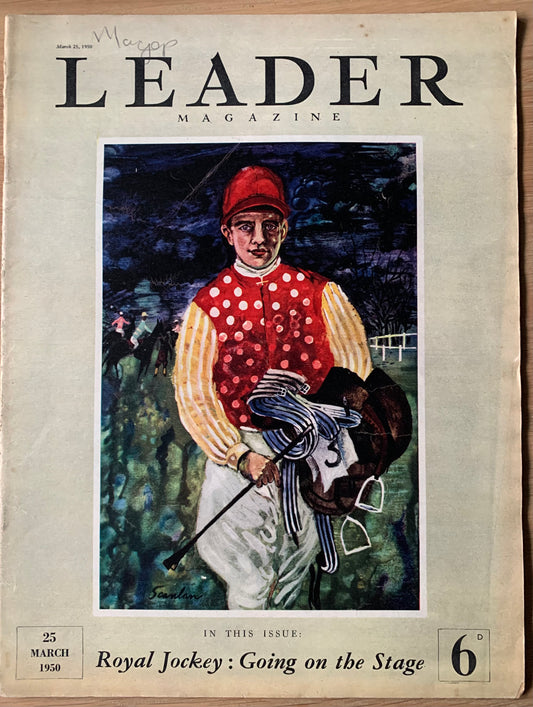 Robert Scanlan LEADER MAGAZINE 25 March 1950 Walter Goetz JOCKEY RACING - transpontinebooks