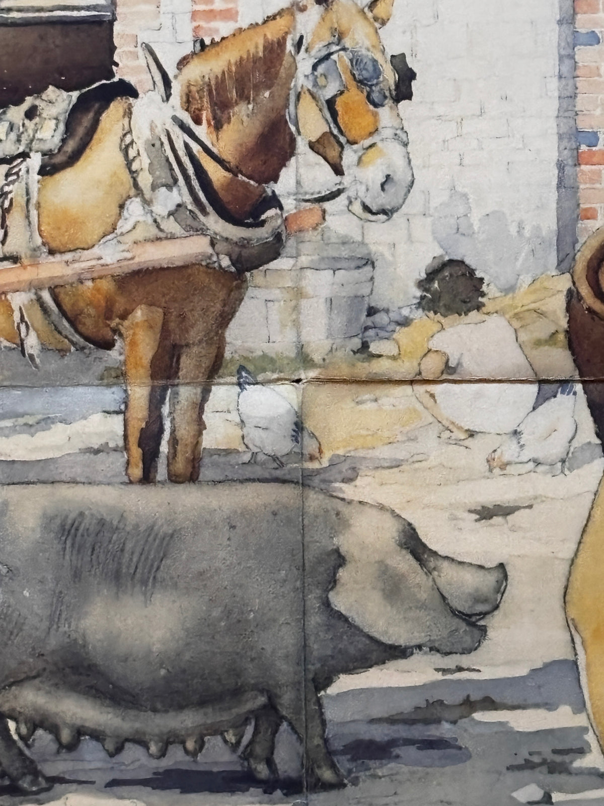 Winifred Marks LARGE SUSSEX FARMYARD POSTER 1933 Child Education School ART