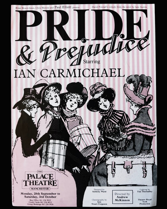 Jane Austen PRIDE & PREJUDICE Theatre Flyer MANCHESTER PALACE Ian Carmichael