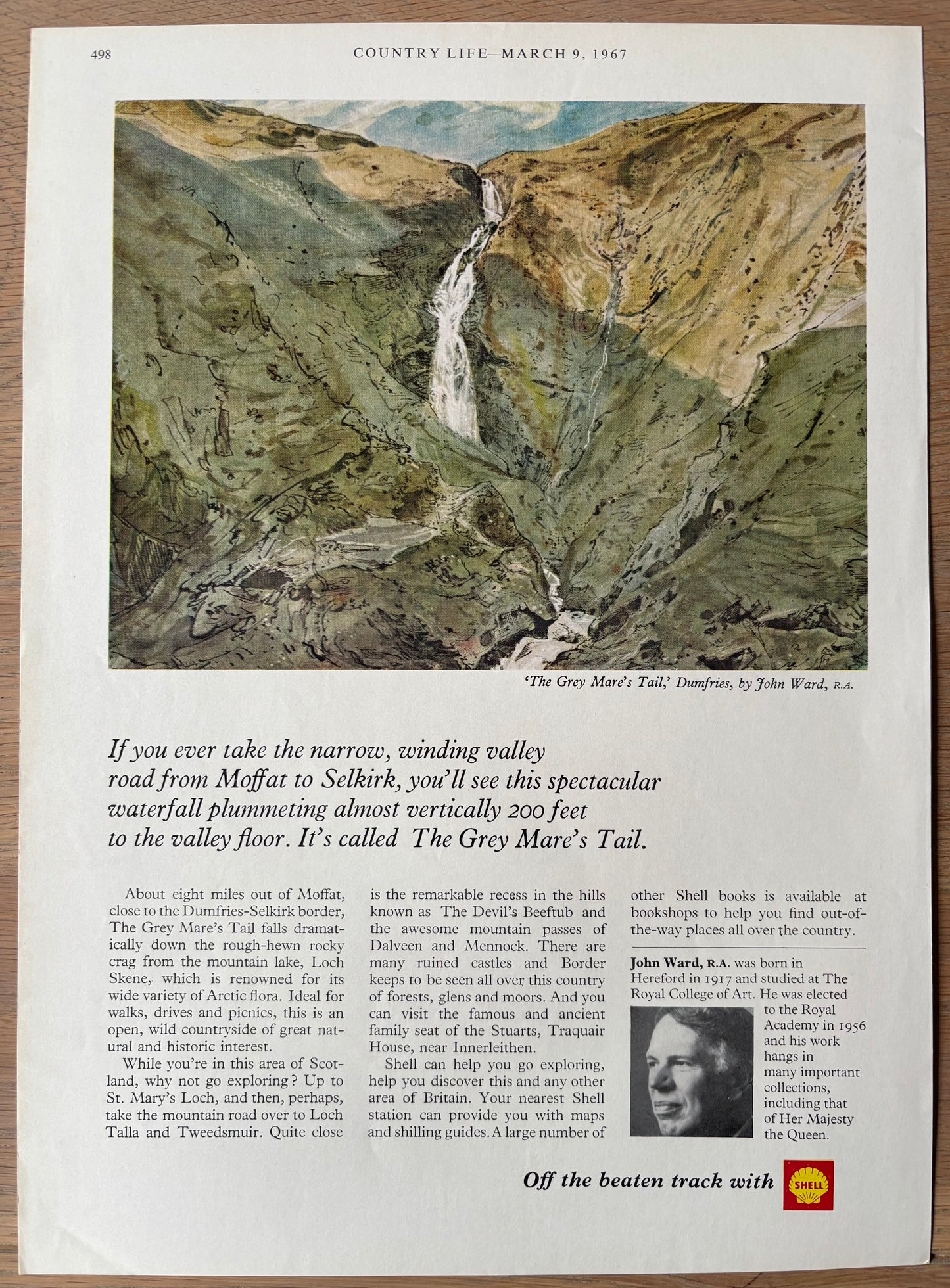John Ward GREY MARE'S TAIL Aug 1967 SHELL ADVERT Off The Beaten Track DUMFRIES