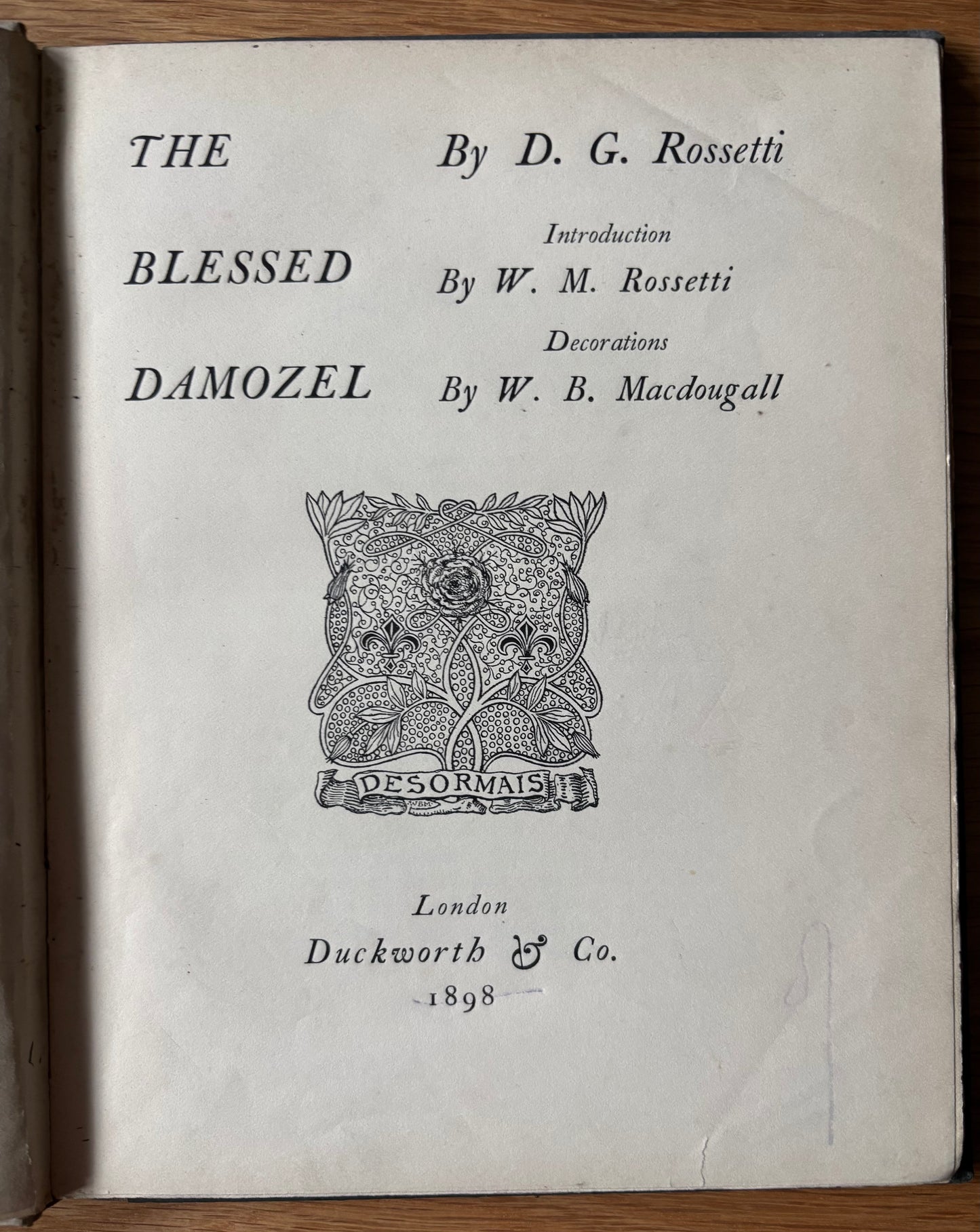 W B MacDougall THE BLESSED DAMOZEL 1909 ART NOUVEAU Poetry ROSSETTI William