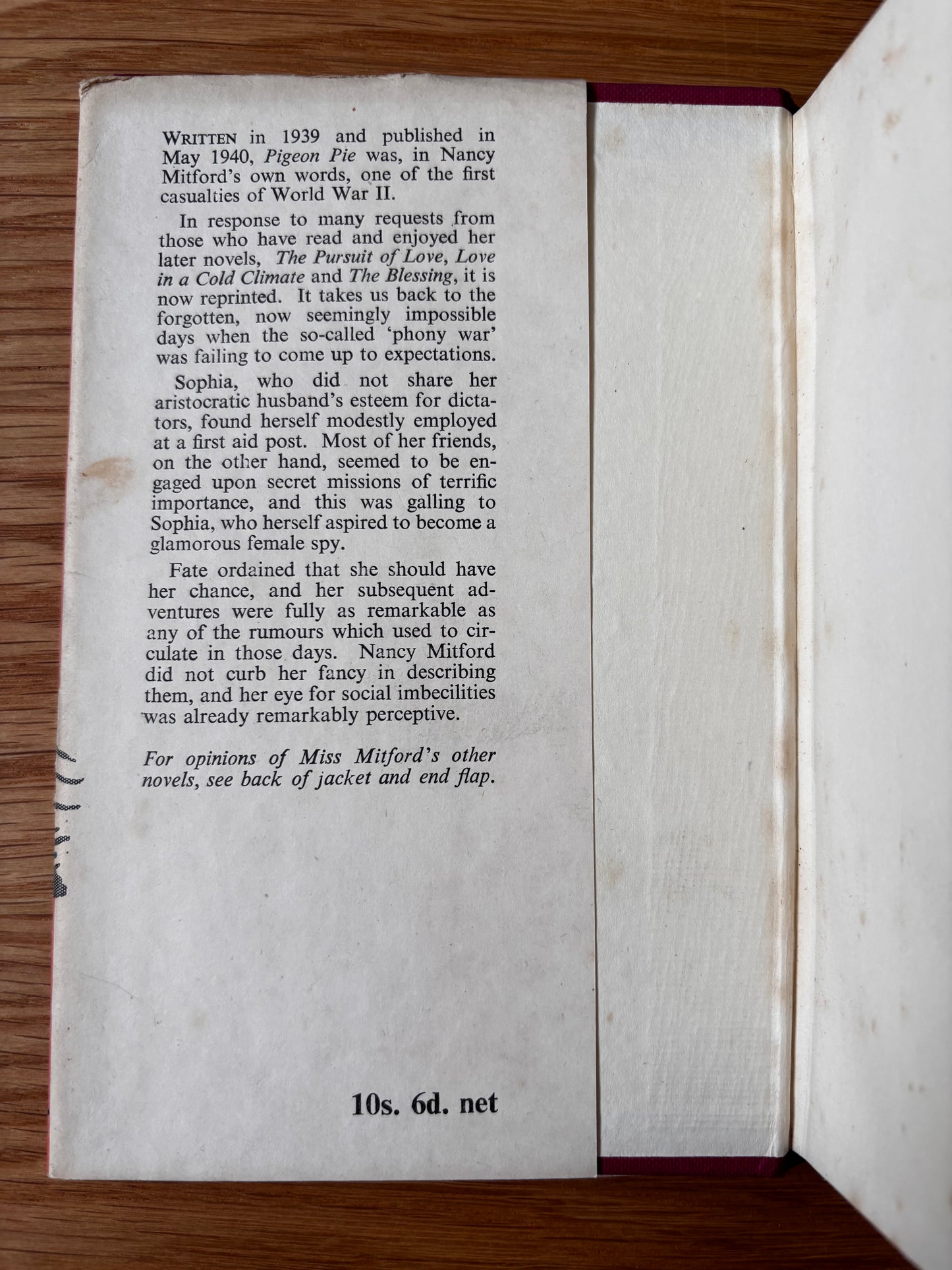 Nancy Mitford PIGEON PIE 1952 DJ 2nd Ed Roy Sanford Hamish Hamilton