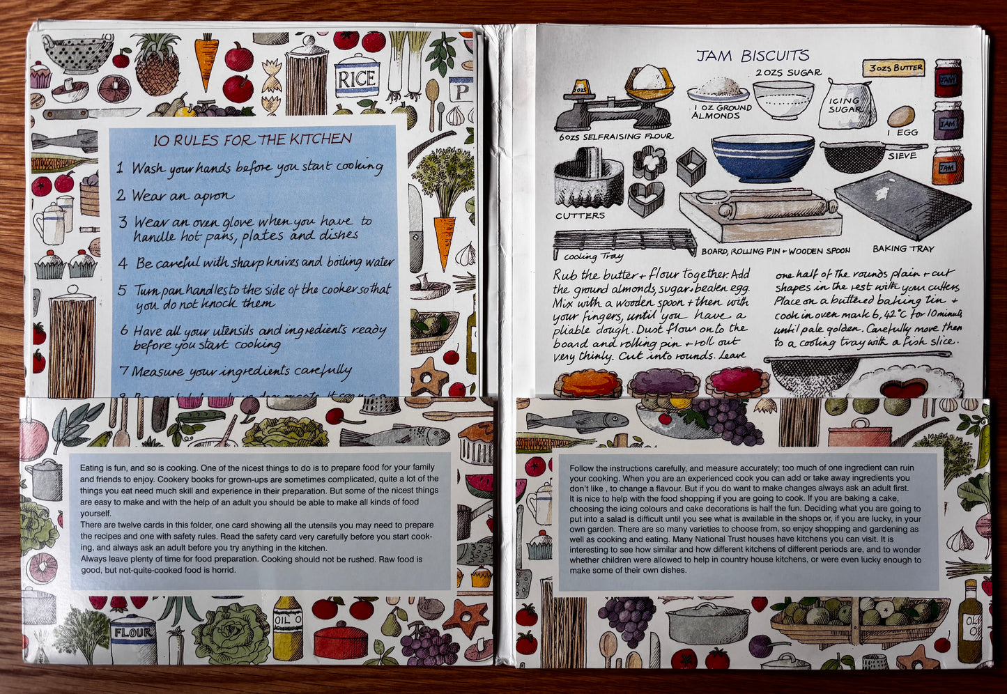 Pat Albeck NATIONAL TRUST CHILDREN’S COOKERY CARDS Recipes Vintage Folder
