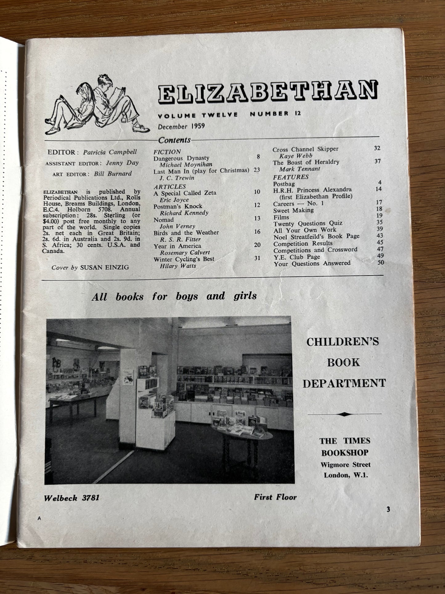 Susan Einzig ELIZABETHAN MAGAZINE Christmas 1959 Noel Streatfeild Brian Wildsmith