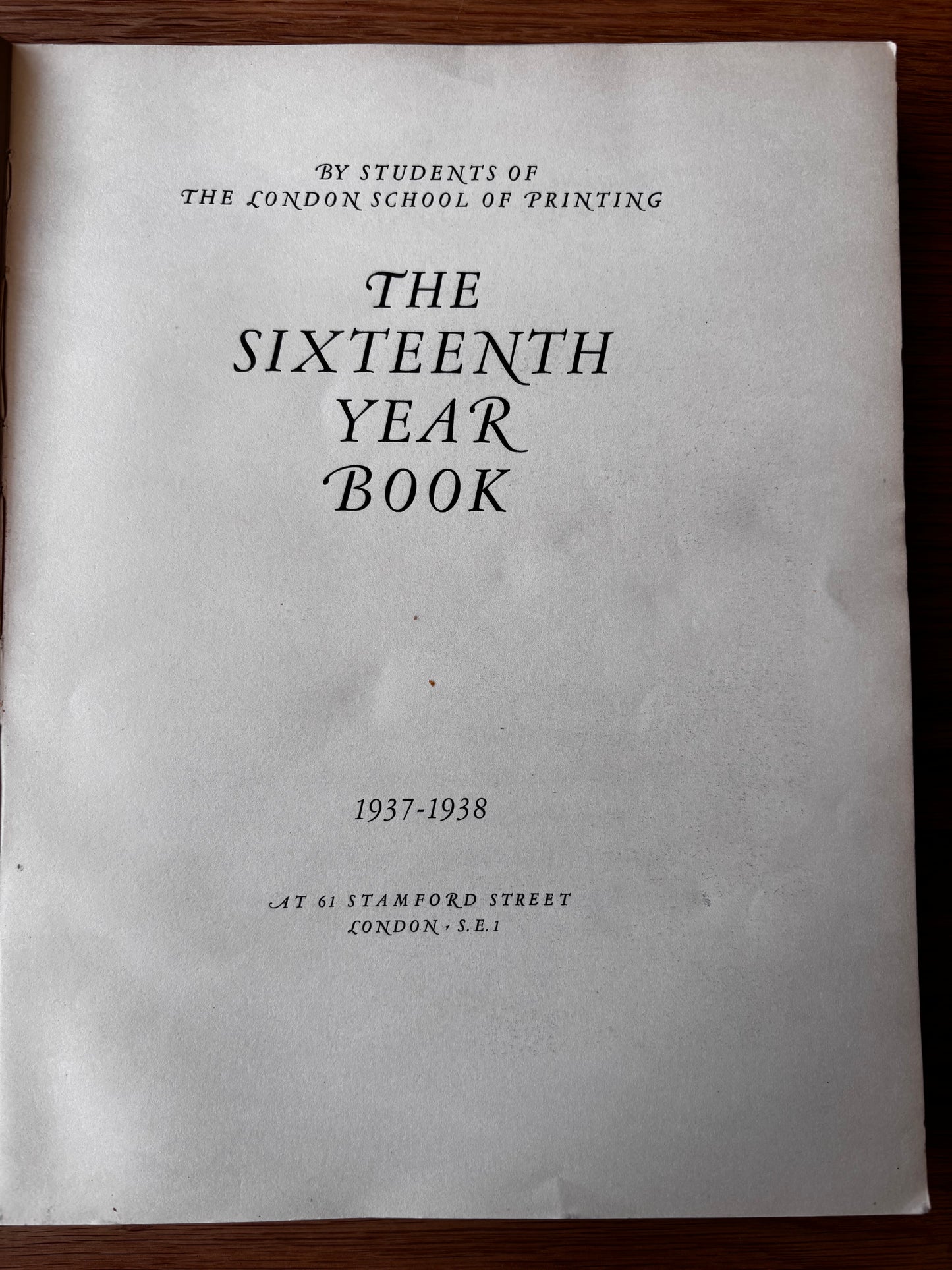 Brian Cook LONDON SCHOOL OF PRINTING 16th YEAR BOOK 1937 Monotype Specimens