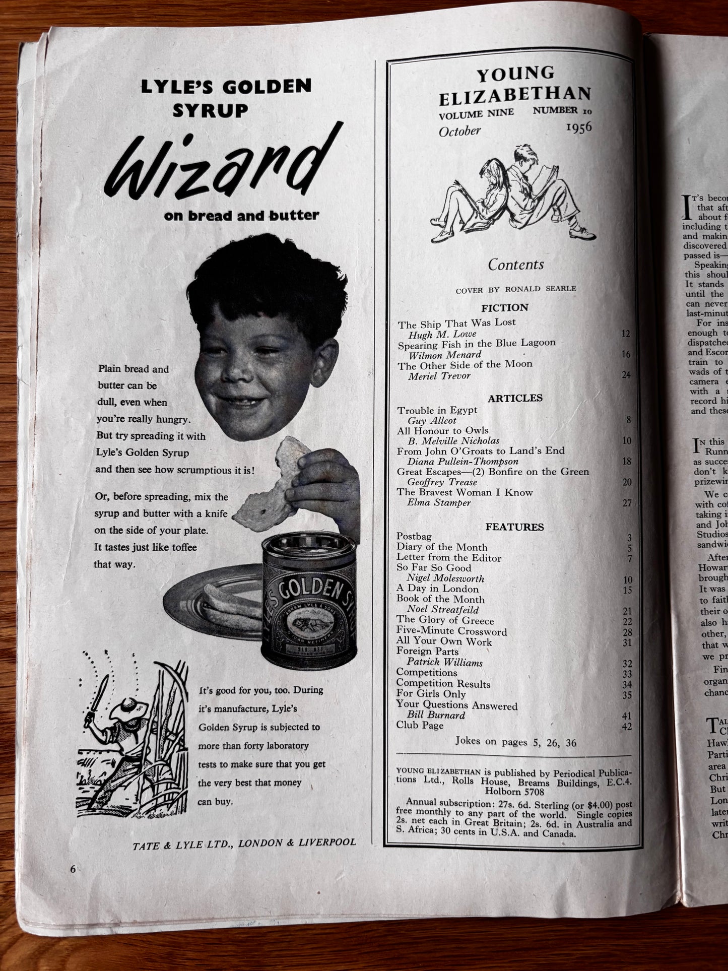 Ronald Searle YOUNG ELIZABETHAN MAGAZINE October 1956 Molesworth