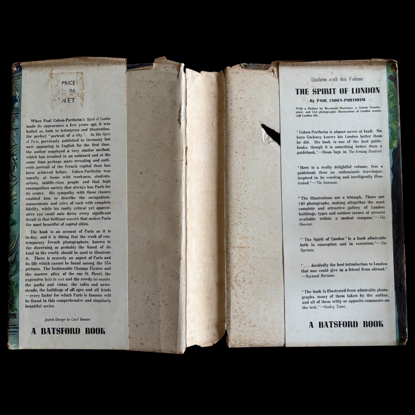 Cecil Beaton THE SPIRIT OF PARIS 1937 1st Ed DJ P Cohen Portheim  B T BATSFORD