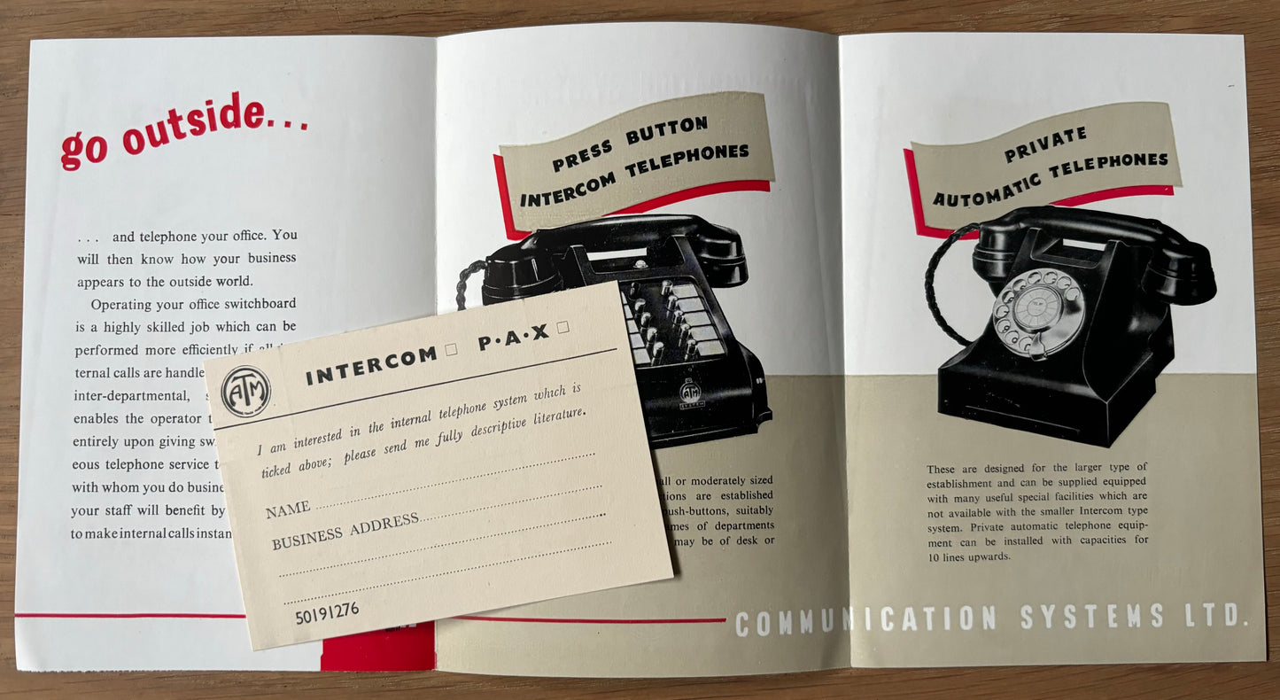 1950’s AUTOMATIC TELEPHONE BOOTH BOWLER HAT Leaflet