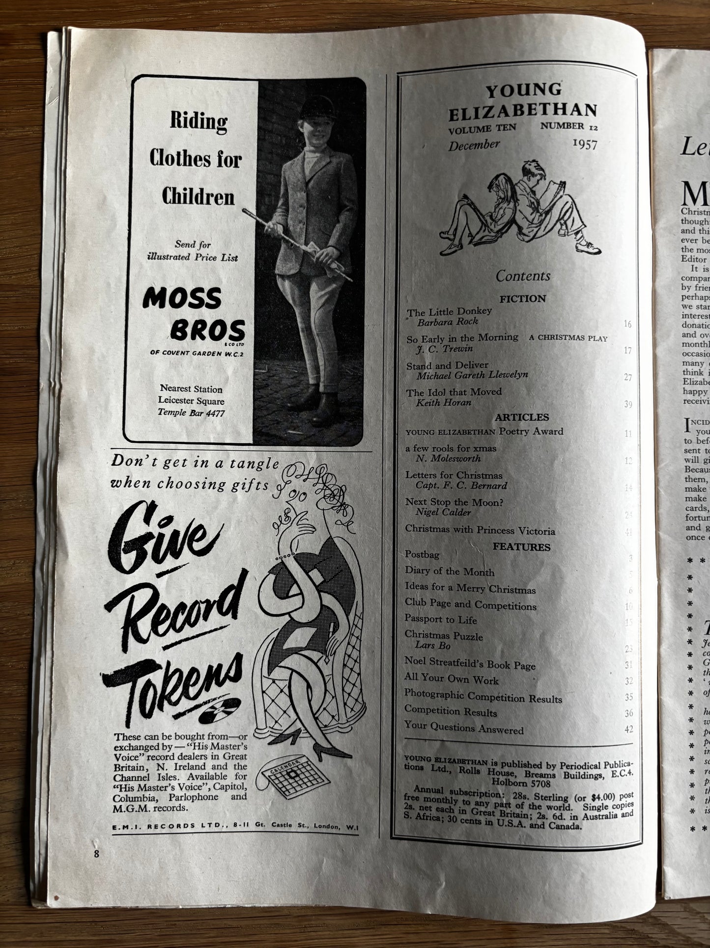 Ronald Searle YOUNG ELIZABETHAN Magazine CHRISTMAS 1957 Molesworth Puppet