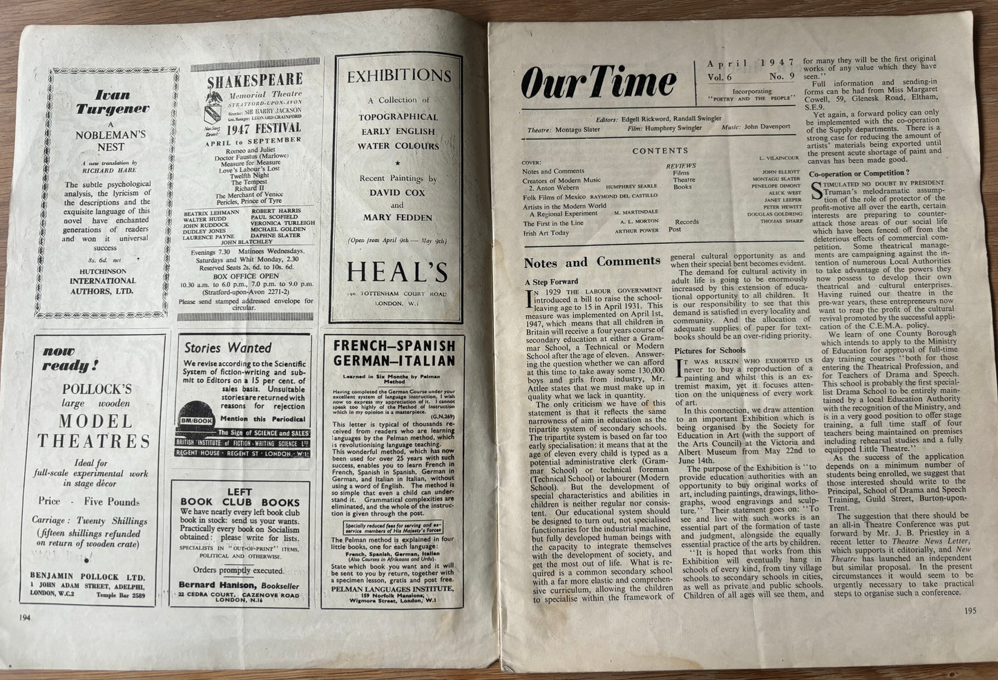 Leon Vilaincour OUR TIME Magazine April 1947 IRISH ART Folk Films of Mexico - transpontinebooks