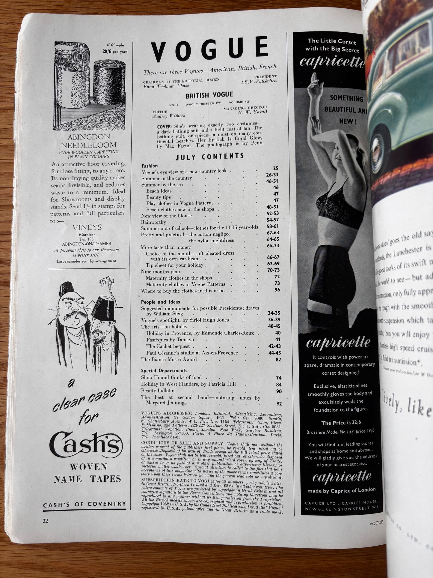 VOGUE MAGAZINE July 1952 Irving Penn SUMMER FASHION Conde Nast Photo’s