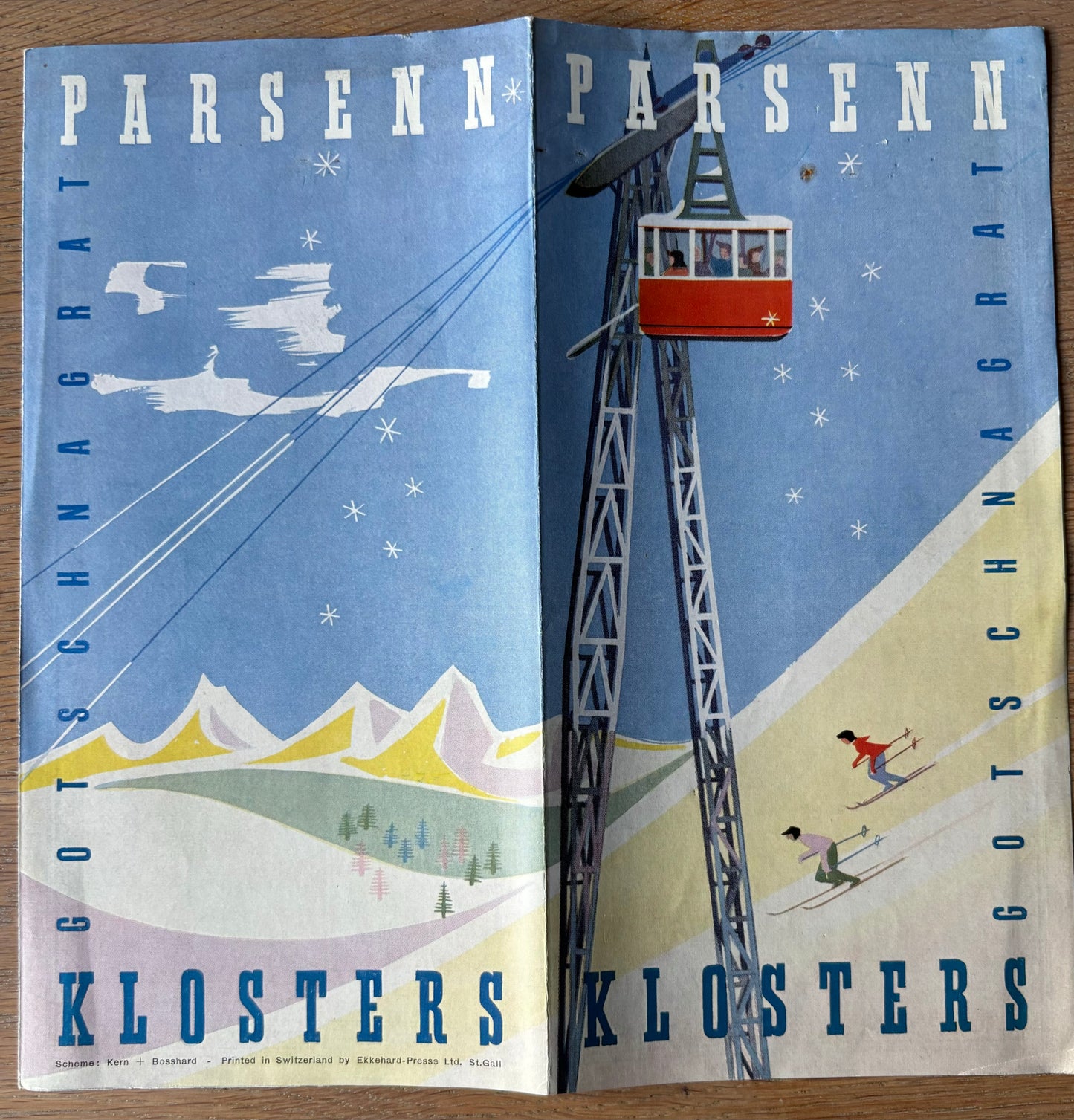 KLOSTERS Tourist Leaflet 1950’s Skiing Downhill Runs MAP PARSENN SWITZERLAND - transpontinebooks