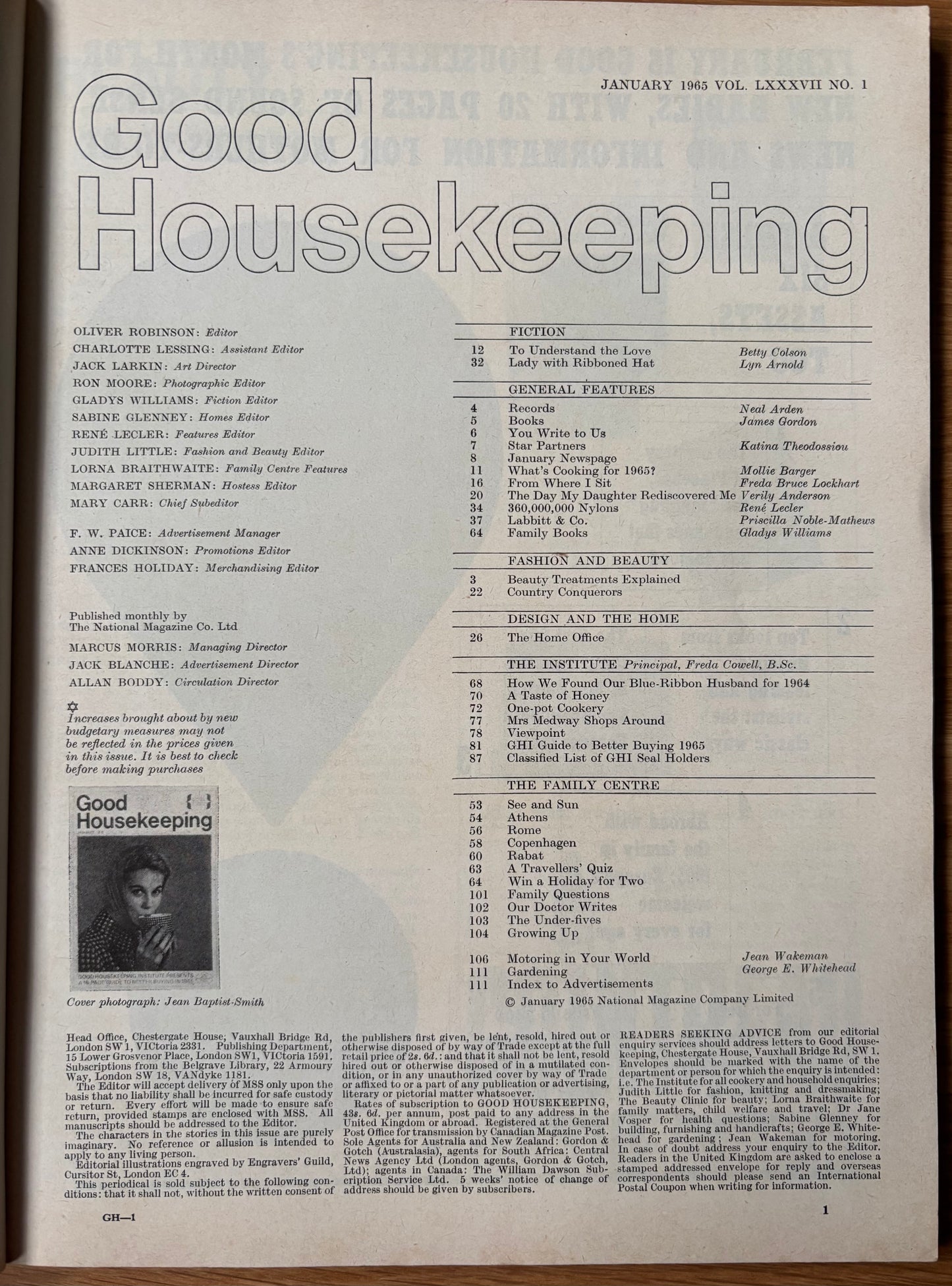 GOOD HOUSEKEEPING Magazine January 1965 Illustrated Recipes Ads