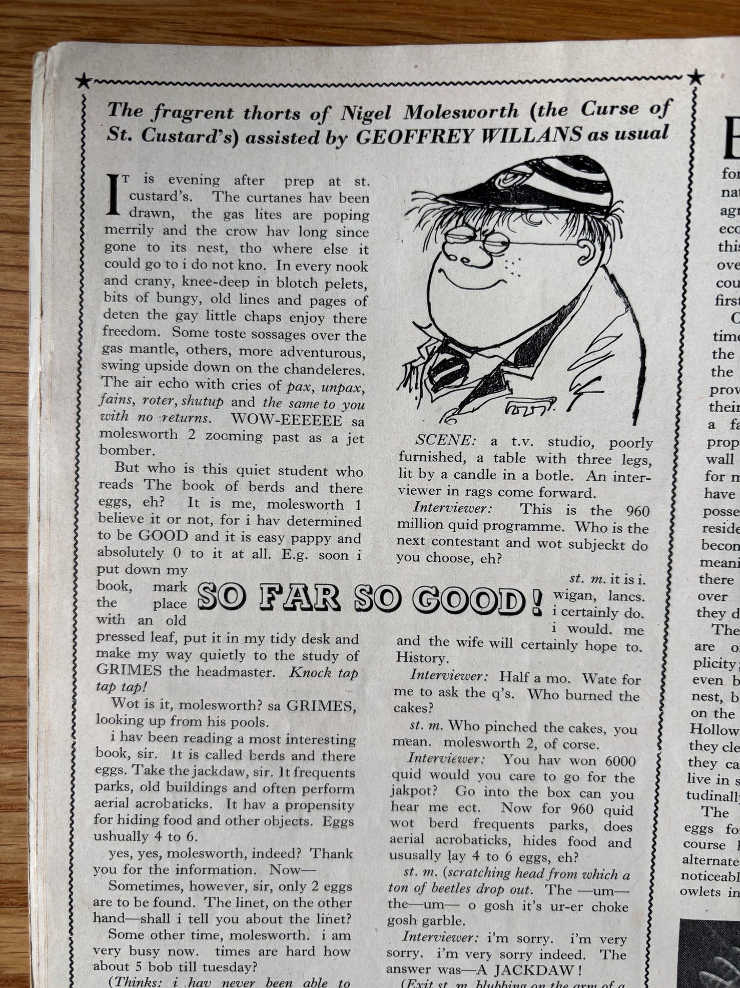 Ronald Searle YOUNG ELIZABETHAN MAGAZINE October 1956 Molesworth