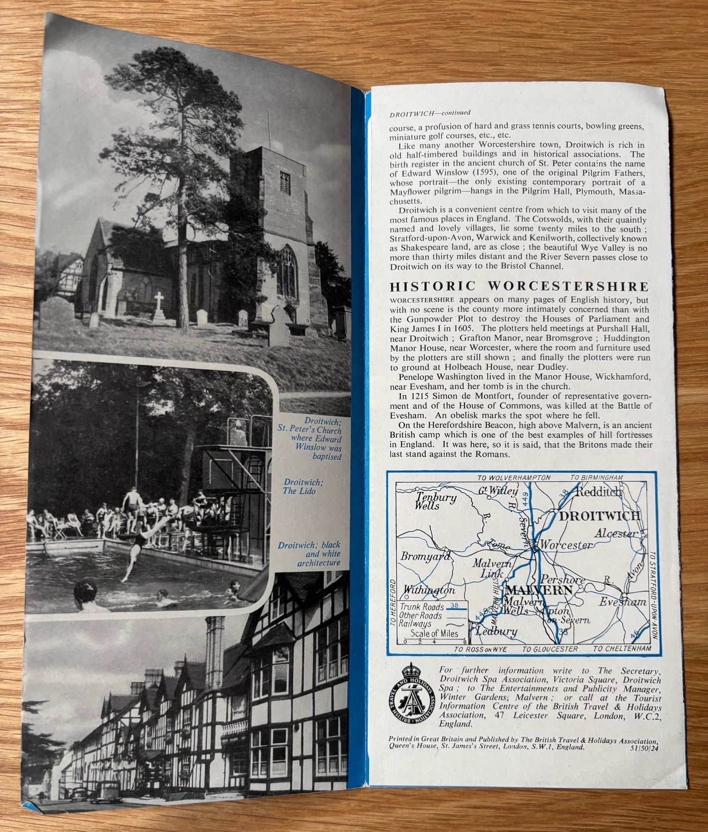 1950's DROITWICH & MALVERN Come To Britain Leaflet No 4D