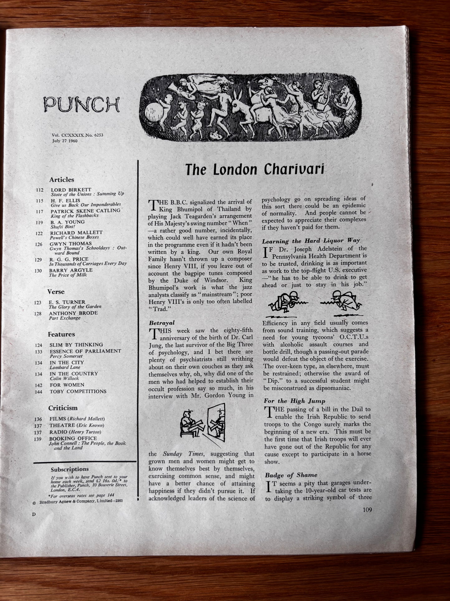 Leslie Wood PUNCH MAGAZINE July 27, 1960 VINTAGE CARS Guinness Advert