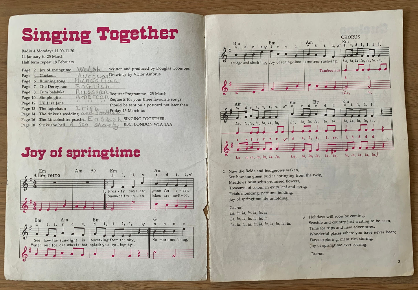 Victor Ambrus BBC Radio For Schools SINGING TOGETHER 1974 Spring DERBY RAM - transpontinebooks