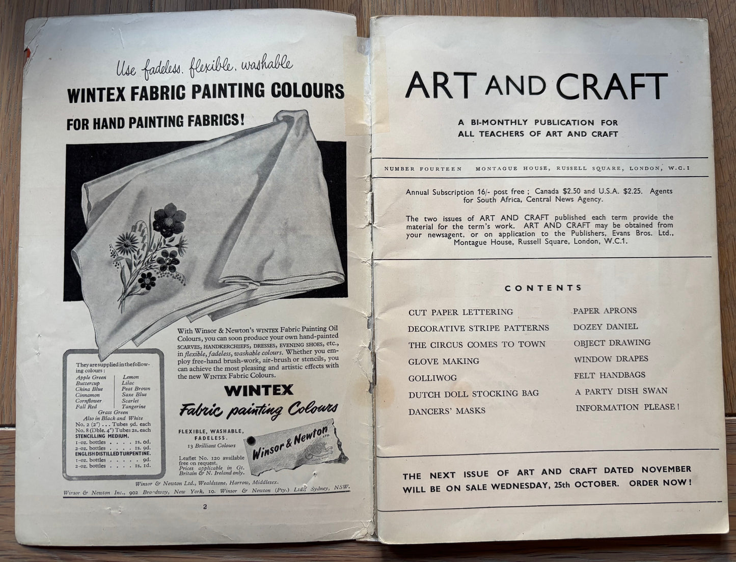 1950 ART AND CRAFT MAGAZINE September CHILD EDUCATION Paper Aprons