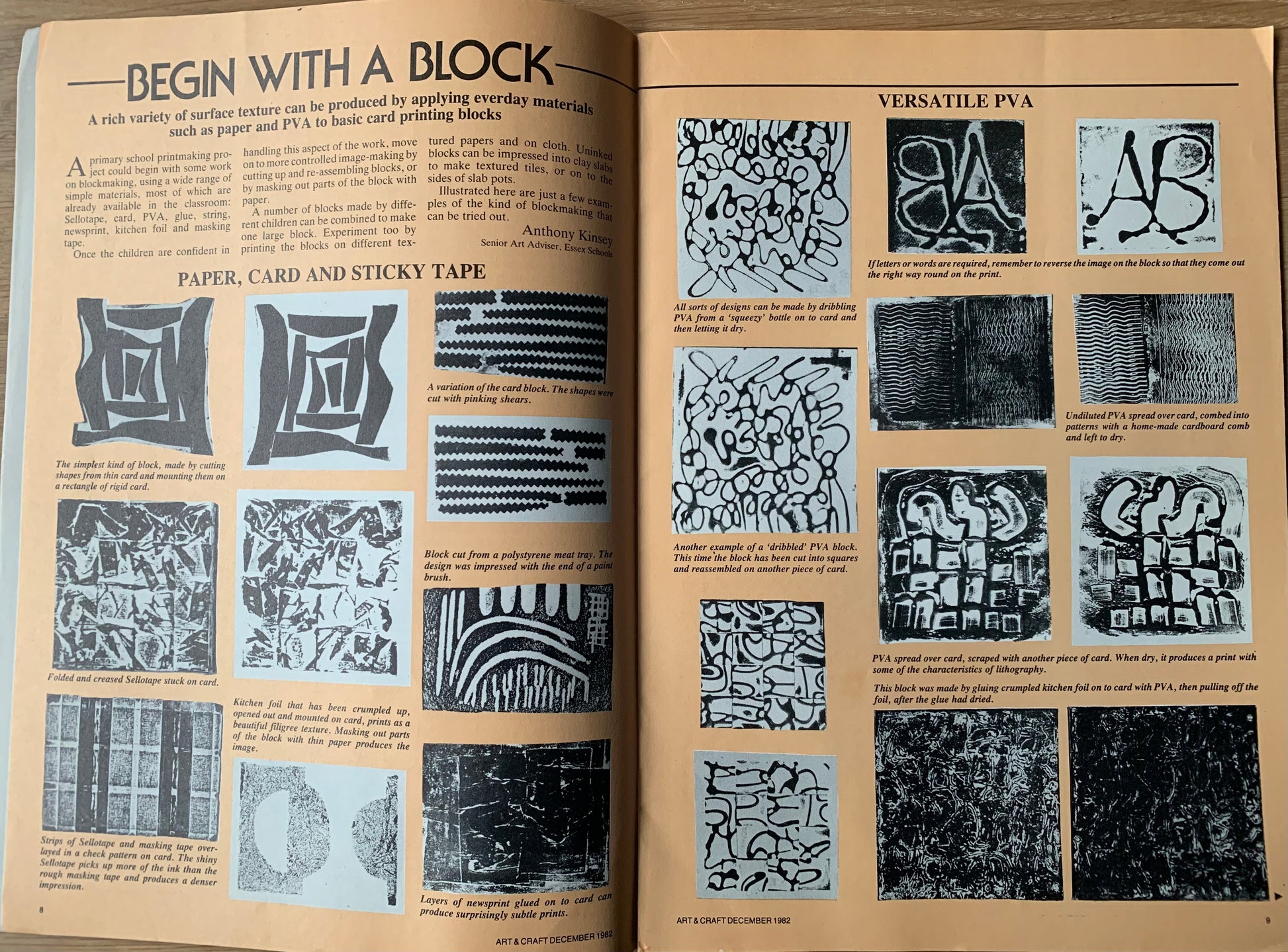 ART AND CRAFT EDUCATION MAGAZINE December 1982 Printmaking Linocuts Prints - transpontinebooks