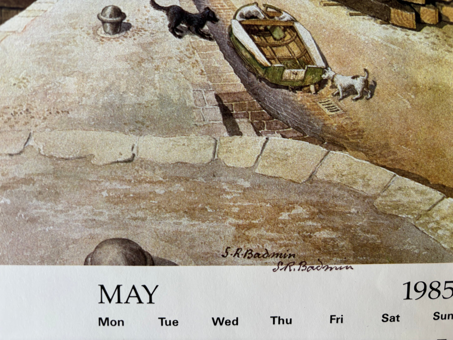 S R Badmin Signed MAY 1985 Calendar City Road Lock ILLUSTRATION PRINT 1980’s