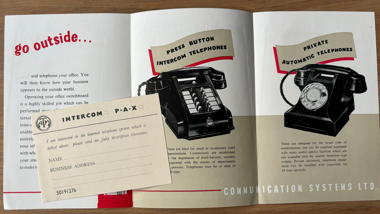 1950’s AUTOMATIC TELEPHONE BOOTH BOWLER HAT Leaflet