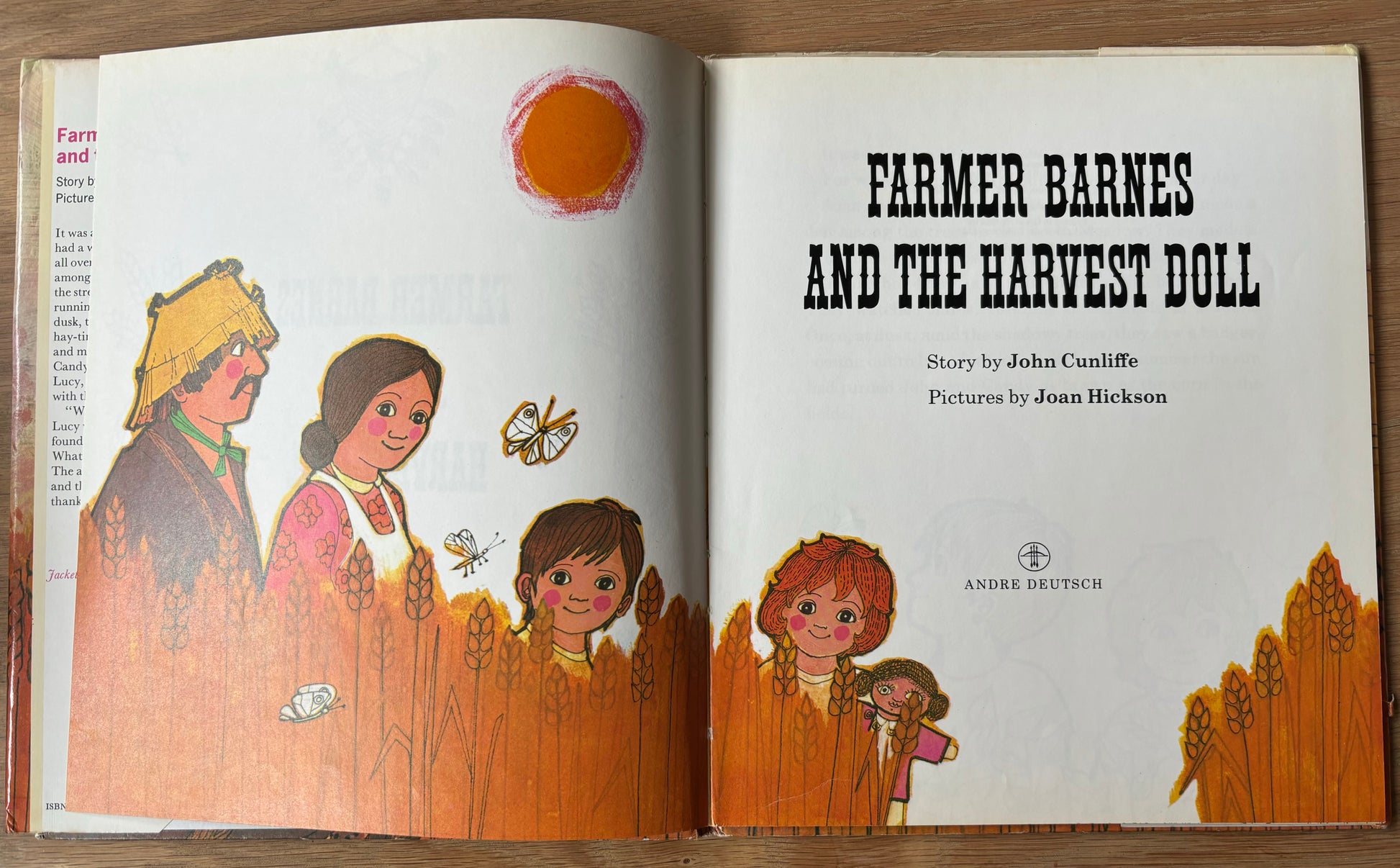 Joan Hickson FARMER BARNES AND THE HARVEST DOLL 1977 DJ 1st Ed John Cunliffe Andre Deutsch - transpontinebooks