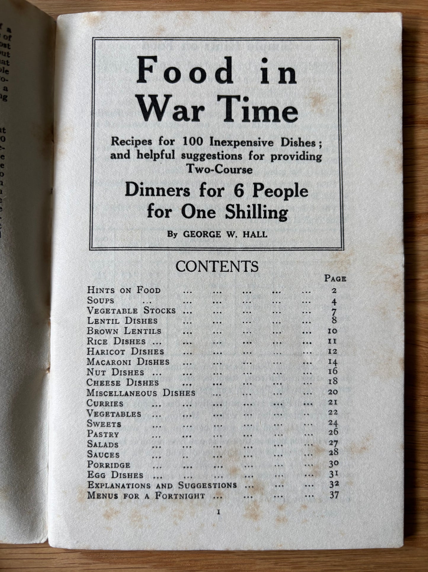 Scarce FOOD IN WAR TIME Vegetarian Cookery Book 5th Ed BIRMINGHAM SCHOOL Recipes
