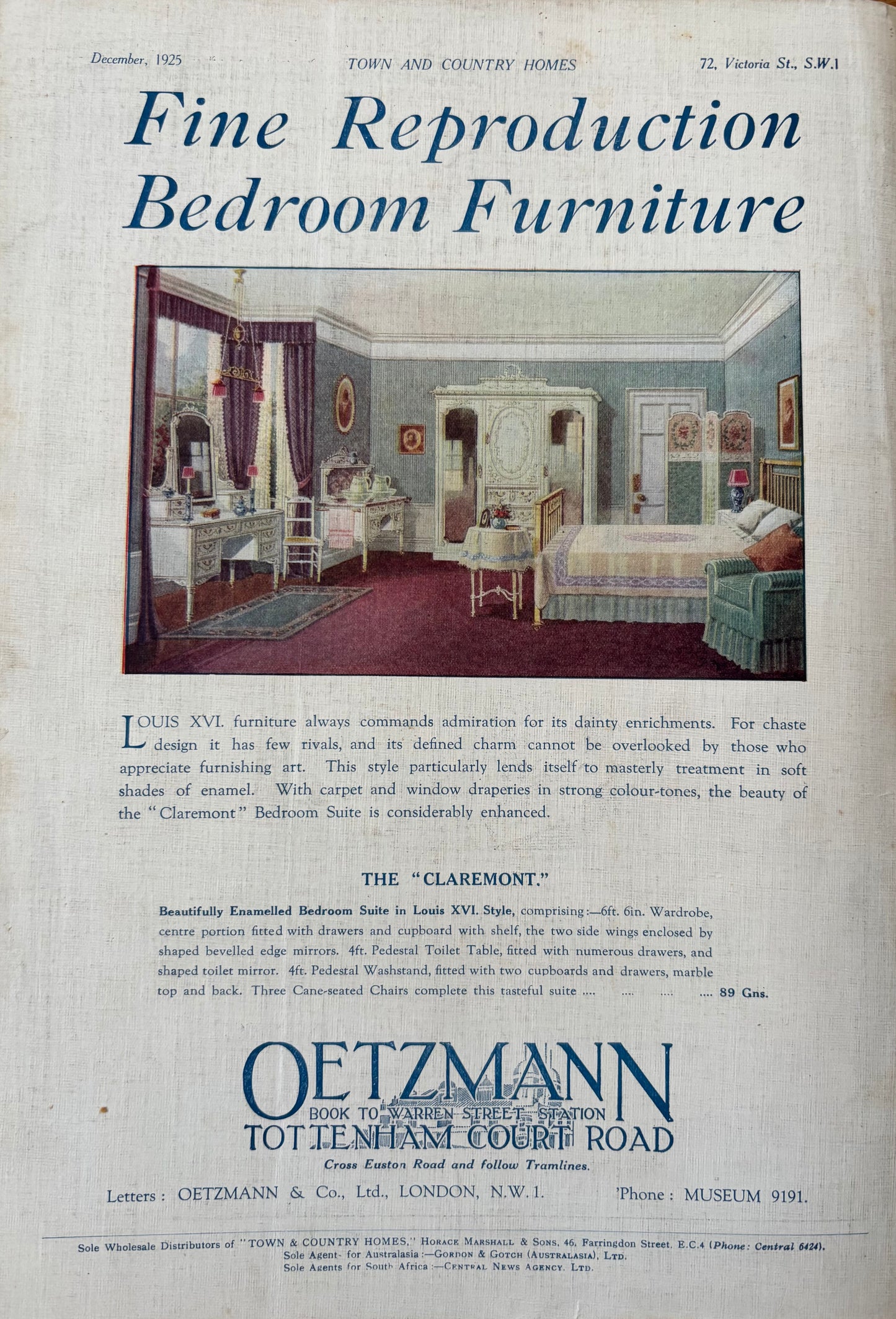 1920’s TOWN AND COUNTRY HOMES Magazine December 1925 Illustrated ADVERTS