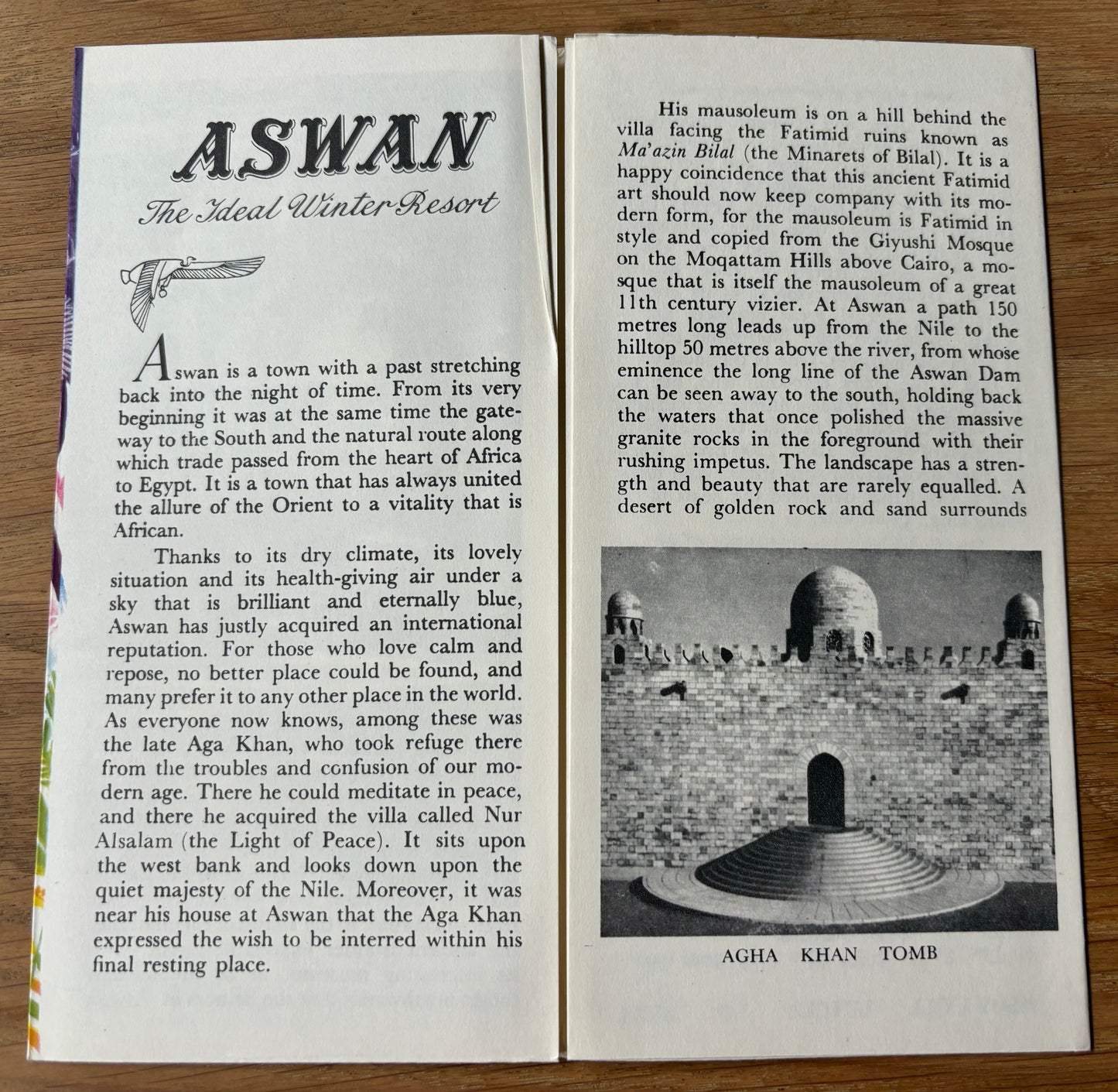 ASWAN 1960’s Egypt Tourist Leaflet WINTER RESORT Dam Temple 1960 - transpontinebooks