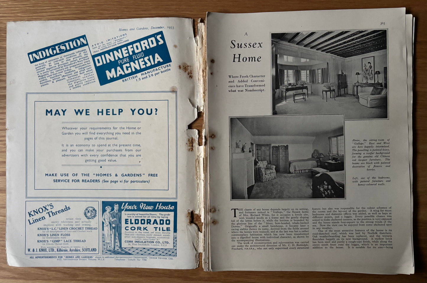 1930’s HOMES AND GARDENS Magazine December 1933 Illustrated ADVERTS