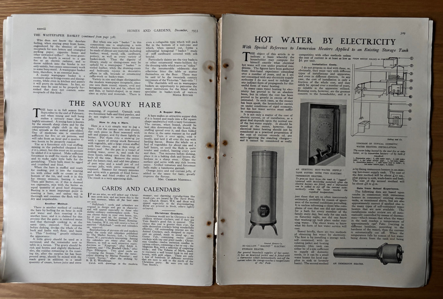1930’s HOMES AND GARDENS Magazine December 1933 Illustrated ADVERTS