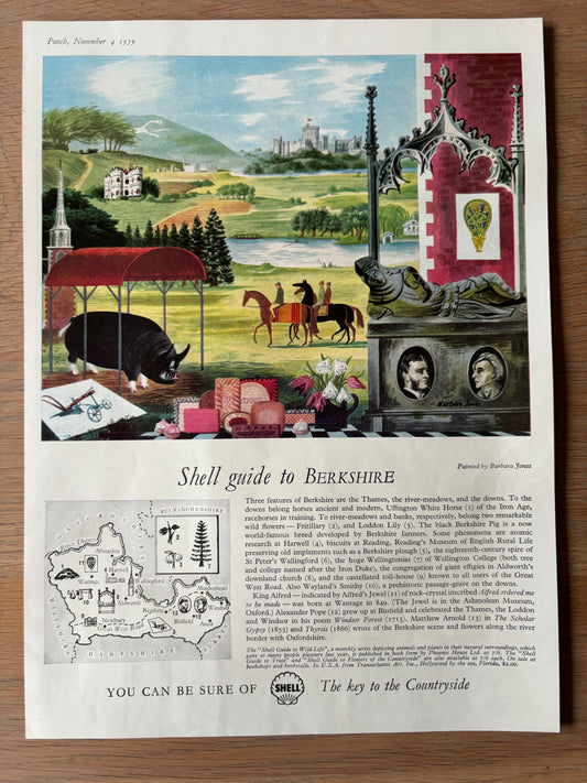 Barbara Jones 1950's SHELL GUIDE TO BERKSHIRE ADVERT Original Ad 1959 - transpontinebooks